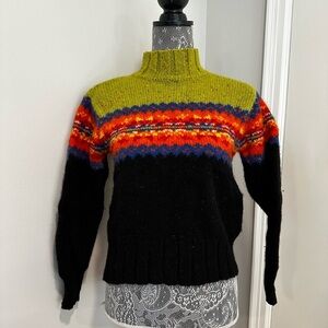 VTG Rare 90s SZ:M Fair Isle Wool Turtleneck Sweater ASO Monica Gellar in Friends